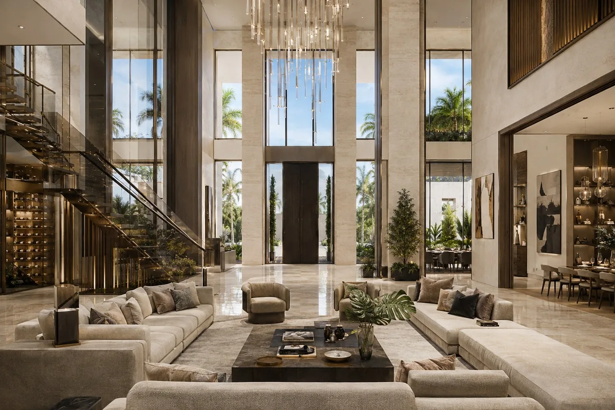 The same living room in Boca Raton after the remodel